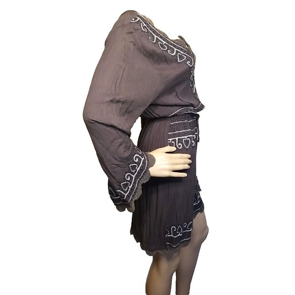 Letarte Hand Made Women’s Embroidered Crochet Boho Long Sleeve Dress Size L T20 - Picture 2 of 8